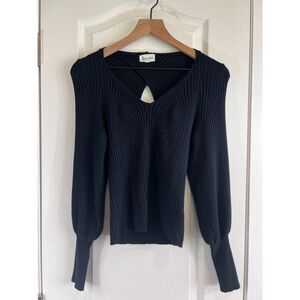 &merci Women's Women's Black Ribbed Sweater Open Back Detail Size S